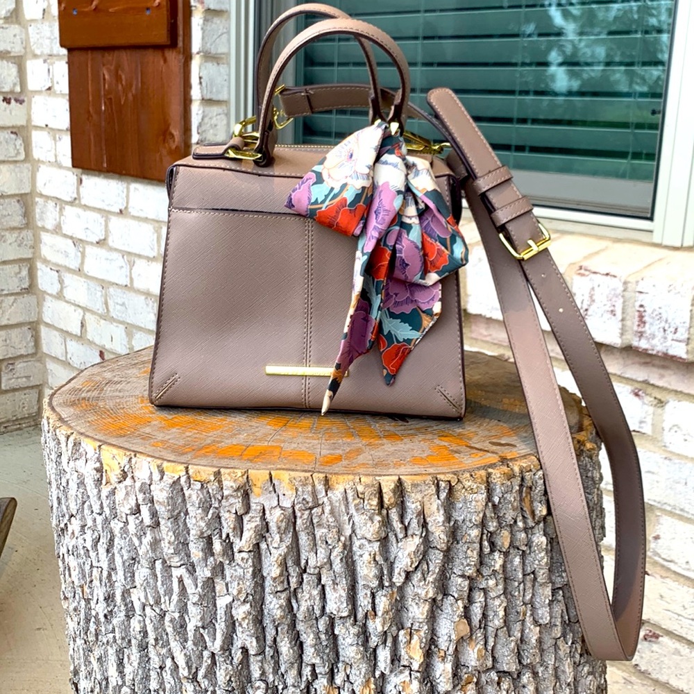 Steve Madden Handbag with Scarf in Mushroom with crossbody strap